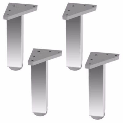 4 un. Pied carré pour meuble en aluminium 40x40mm hauteur 200mm aluminium brillant avec régulateur de nivellement