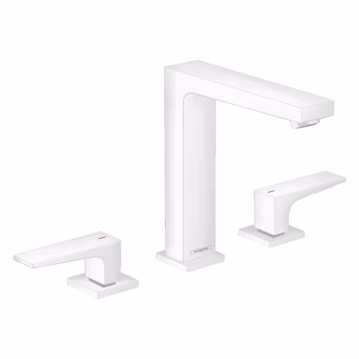 HANSGROHE Mélangeur lavabo Metropol 160 3 trous poignées manettes, bonde Push-Open blanc mat