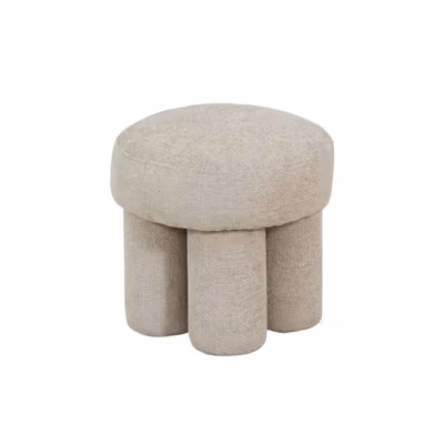 Petit tabouret en tissu écru Toby