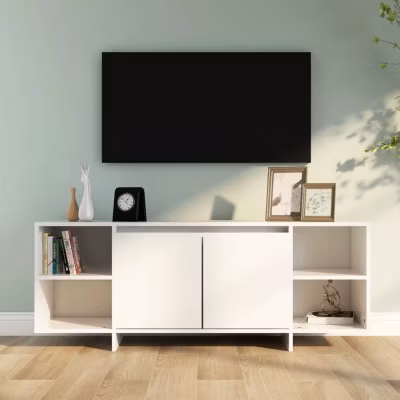 vidaXL Meuble TV Blanc 130x35x50 cm Aggloméré 809584