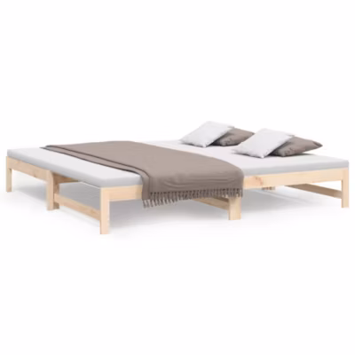Lit adulte, Lit coulissant, Lit extensible sans matelas 2x(80×200) cm Bois de pin massif