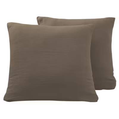 Lot de 2 taies d&rsquo;oreiller en gaze de coton Noisette 65×65 cm LOFT
