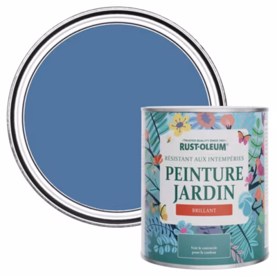 Peinture Bleue pour Jardin et terrasse, Finition Brillante – RUST-OLEUM – Soie bleue 750ml