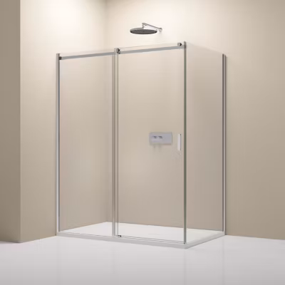 Cabine de douche d&rsquo;angle, verre clair 8mm, porte coulissante – NT806 FLEX 100x80x195cm