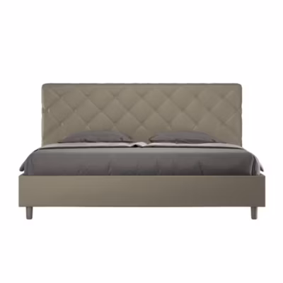 Lit rembourré en simili cuir Priya cappuccino sans sommier 180×190