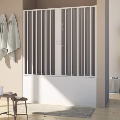 Pare baignoire 140 CM H150 en Plastique pvc modèle Delfi avec l&rsquo;ouverture centrale