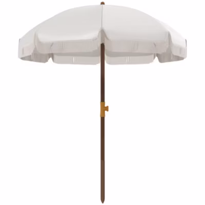 Parasol droit de plage jardin style bohème à franges UV40+ crème