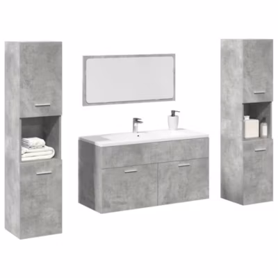 Ensemble de meubles de salle de bain 4 pcs-Meuble de salle de bain gris béton 717346