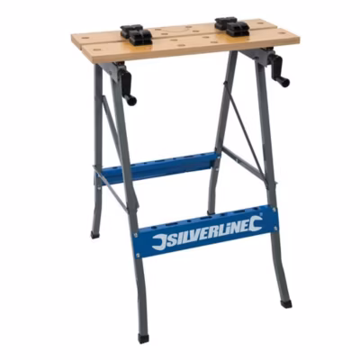 Établi Portable 100 kg – Robuste et Pratique – Idéal pour Bricolage et Travaux Manuels – Silverline
