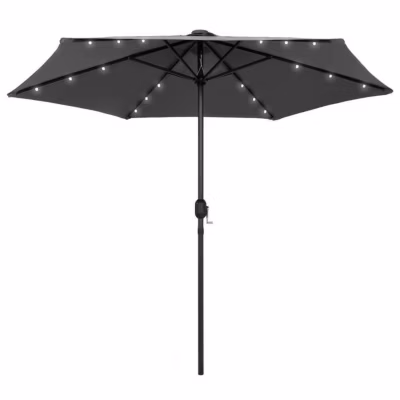 vidaXL Parasol de Jardin avec Lumières LED et Mât en Aluminium, Pare-soleil de Patio, Abri de Soleil Terrasse Extérieur, 270 47354