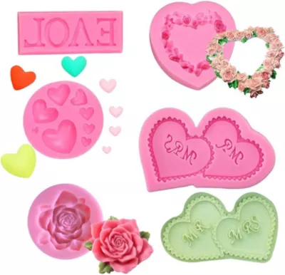 Moule en silicone de Cœur 3D Fleur Fondant