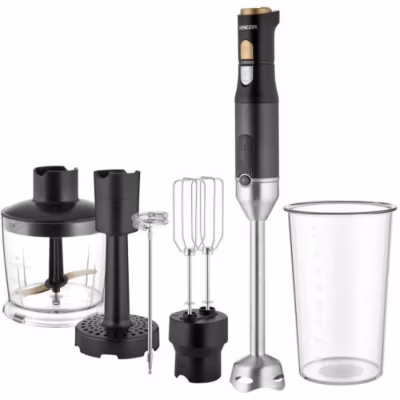 Mixeur Electrique  plongeant 6 en 1 – SENCOR – SHB 6442BK – 1200 W – Technologie TITANIUM QuadBlade – Noir