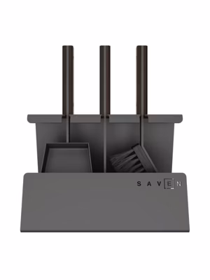 Ensemble d&rsquo;ustensiles de cheminée 3 pièces en acier et bois Noir – Set 2