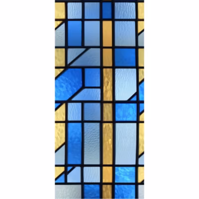 Stickers décoratifs électrostatique, jeu de verres, contemporain, bleu, jaune, effet vitrail, 150 cm X 67,5 cm