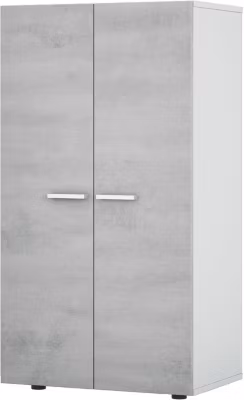 Meuble à chaussures 2 portes coloris Blanc / Ciment en mélamine – Dim: 103 x 55 x 36 cm