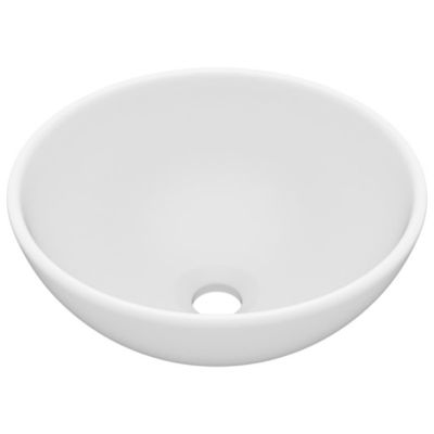 Vasque à poser, Lavabo rond de salle de bain Blanc mat 32,5×14 cm Céramique