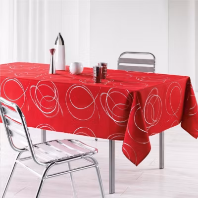 Nappe en polyester Argent Bully rouge 150 x 240 cm