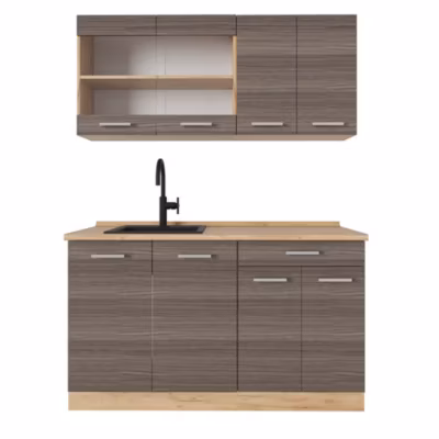 Vicco Cuisine gris noble/chêne doré 140cm sans PT